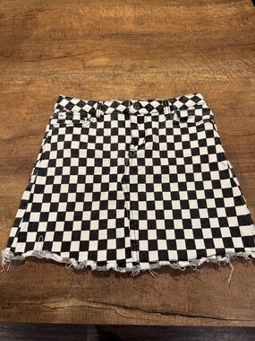 Steve Madden Black and White Checker Mini Skirt